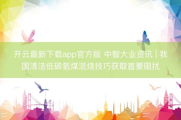 开云最新下载app官方版 中智大业资讯 | 我国清洁低碳氢煤混烧技巧获取首要阻扰