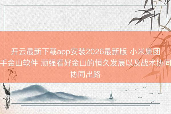 开云最新下载app安装2026最新版 小米集团增合手金山软件 顽强看好金山的恒久发展以及战术协同出路