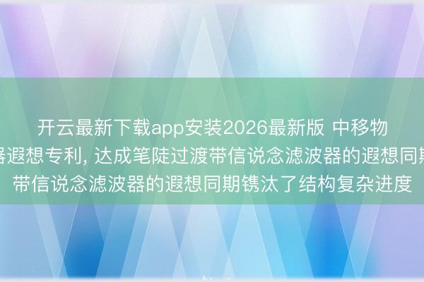 开云最新下载app安装2026最新版 中移物联网肯求信说念滤波器遐想专利， 达成笔陡过渡带信说念滤波器的遐想同期镌汰了结构复杂进度