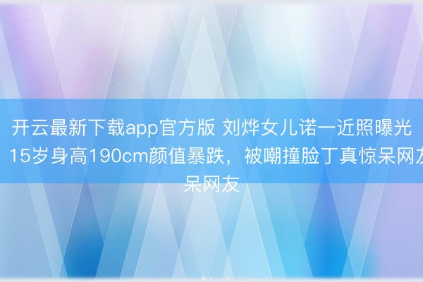开云最新下载app官方版 刘烨女儿诺一近照曝光！15岁身高190cm颜值暴跌，被嘲撞脸丁真惊呆网友