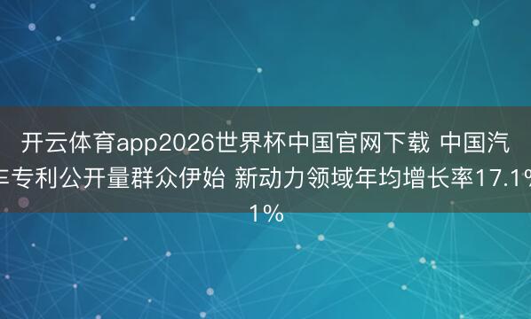 开云体育app2026世界杯中国官网下载 中国汽车专利公开量群众伊始 新动力领域年均增长率17.1%